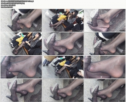 64商业街汗湿黑丝美女挑鞋1080P