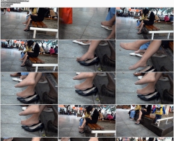 销售美女站累了脱高跟鞋凉袜脚1440P预览图，可以放大看