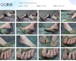 【南国足艺】慕丝沫沫美脚把玩绿色人字拖，脚上的细节非常清晰，动作性感！4K