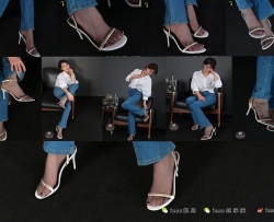 牛仔裤黑色玻璃丝袜凉高跟鞋【53P】