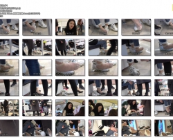 4K-鞋柜美丽女孩透明短肉丝试穿高跟鞋