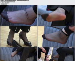 【77】私企OL美女高管试高跟鞋，各种姿势穿脱短黑丝袜-4K专辑